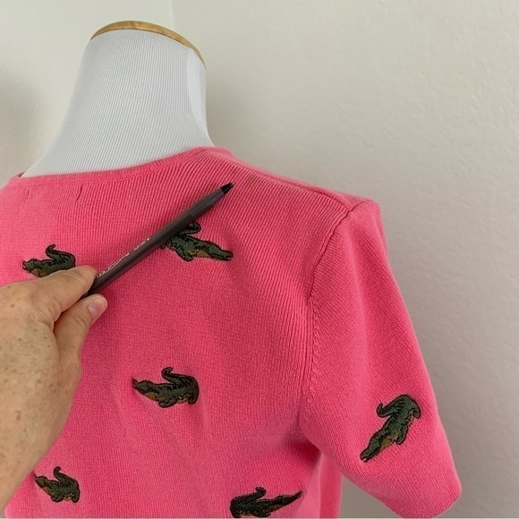 Alexandra Bartlett Alligator Pink Knit Top Womens L Crocodile Novelty Shirt - Picture 11 of 15